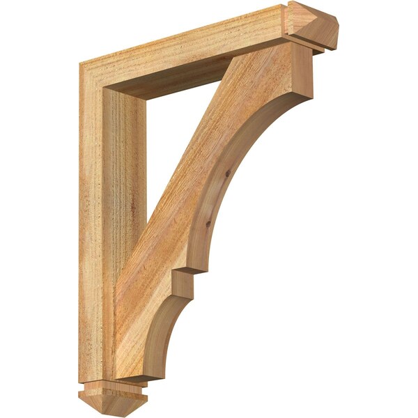 Ekena Millwork Balboa Arts and Crafts Rough Sawn Bracket w/ Offset Brace, Western Red Cedar, 4"W x 18"D x 22"H BKT0402X18X22BOA03RWR - main